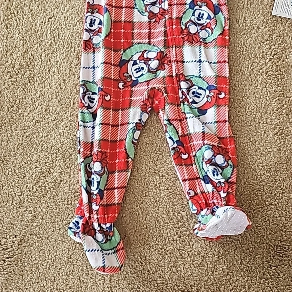 Disney Mickey Mouse Christmas Fleece Zip-up Footed Sleeper 18M New - Picture 2 of 4